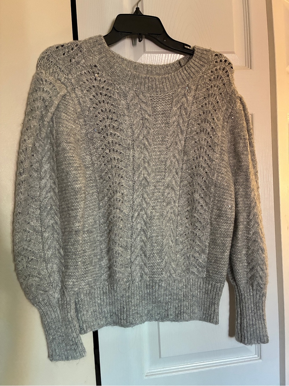 Calvin Klein Light Gray Cable Knit Crew Sweater